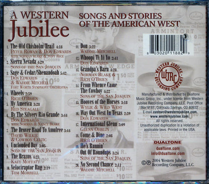 Peter Rowan, Katy Moffat, Don Edwards, Sons Of The San Juaquin, Etc. - A Western Juibilee: Songs And Stories Of The American West (20 tracks) Music CD