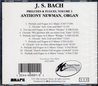 Bach, Anthony Newman - Preludes & Fugues For Organ Volume 1 Music CD
