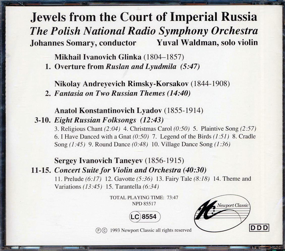 Johannes Somary, The Polish National Radio Symphony Orchestra - Jewels From The Court Of Imperial Russia Music CD