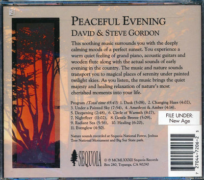 David & Steve Gordon - Peaceful Evening: Piano, Acoustic Guitar, Wooden Flute & Sounds Of Nature Music CD