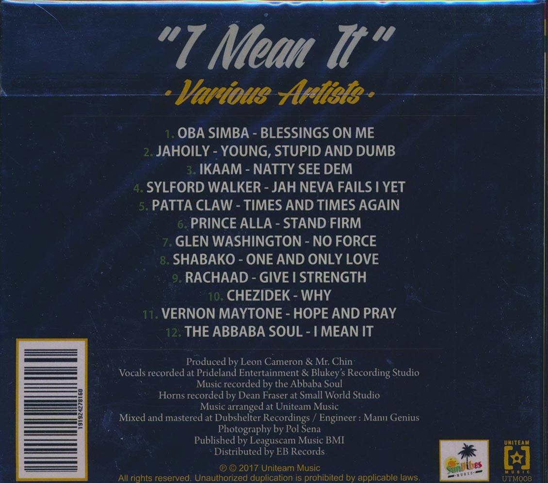 Sylford Walker, Prince Alls, Glen Washington, Etc. - I Mean It Riddim Music CD