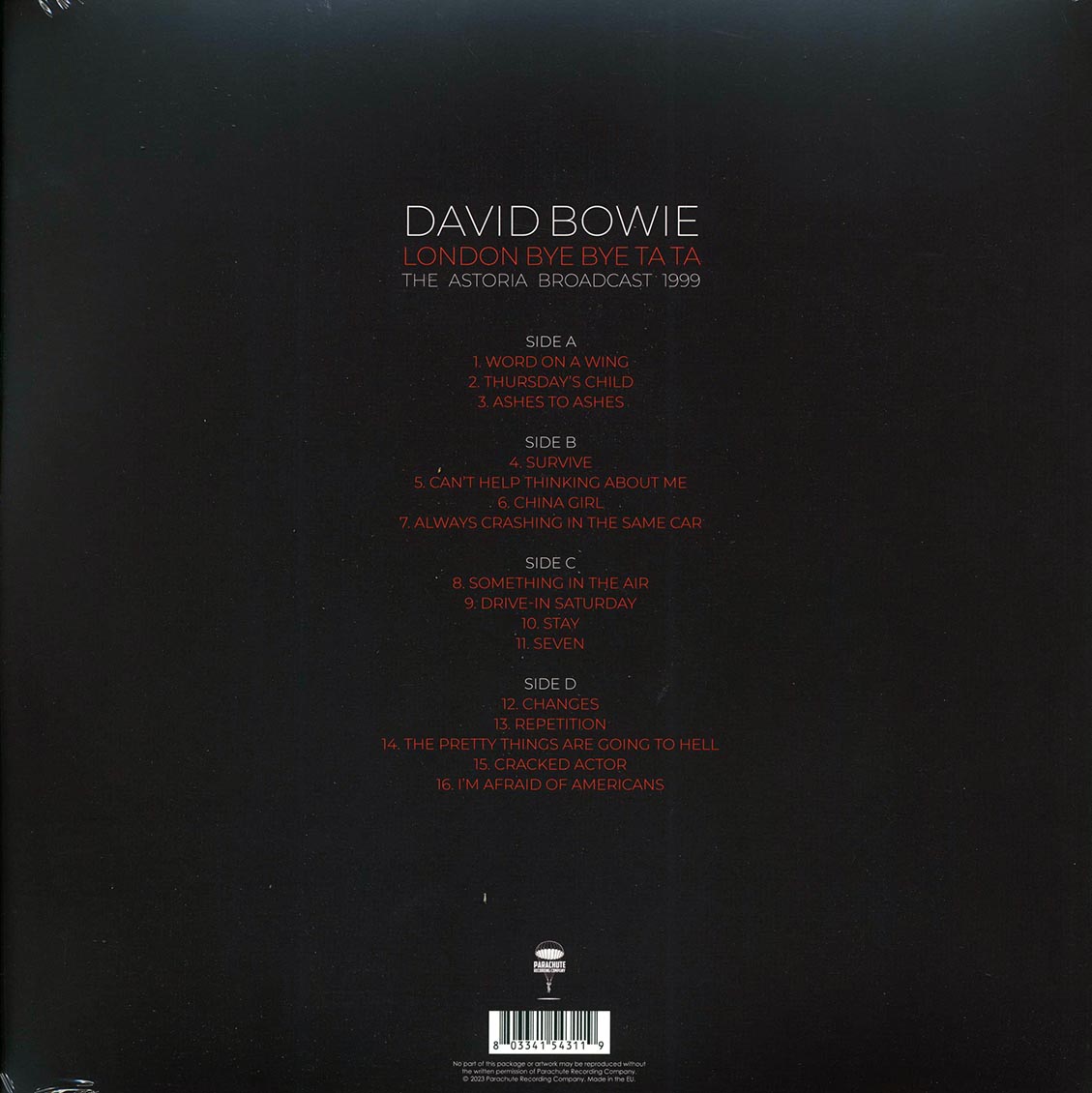 David Bowie - London Bye Bye Ta Ta: The Astoria Broadcast 1999 (ltd. ed.) (2xLP) (clear vinyl) Vinyl Record