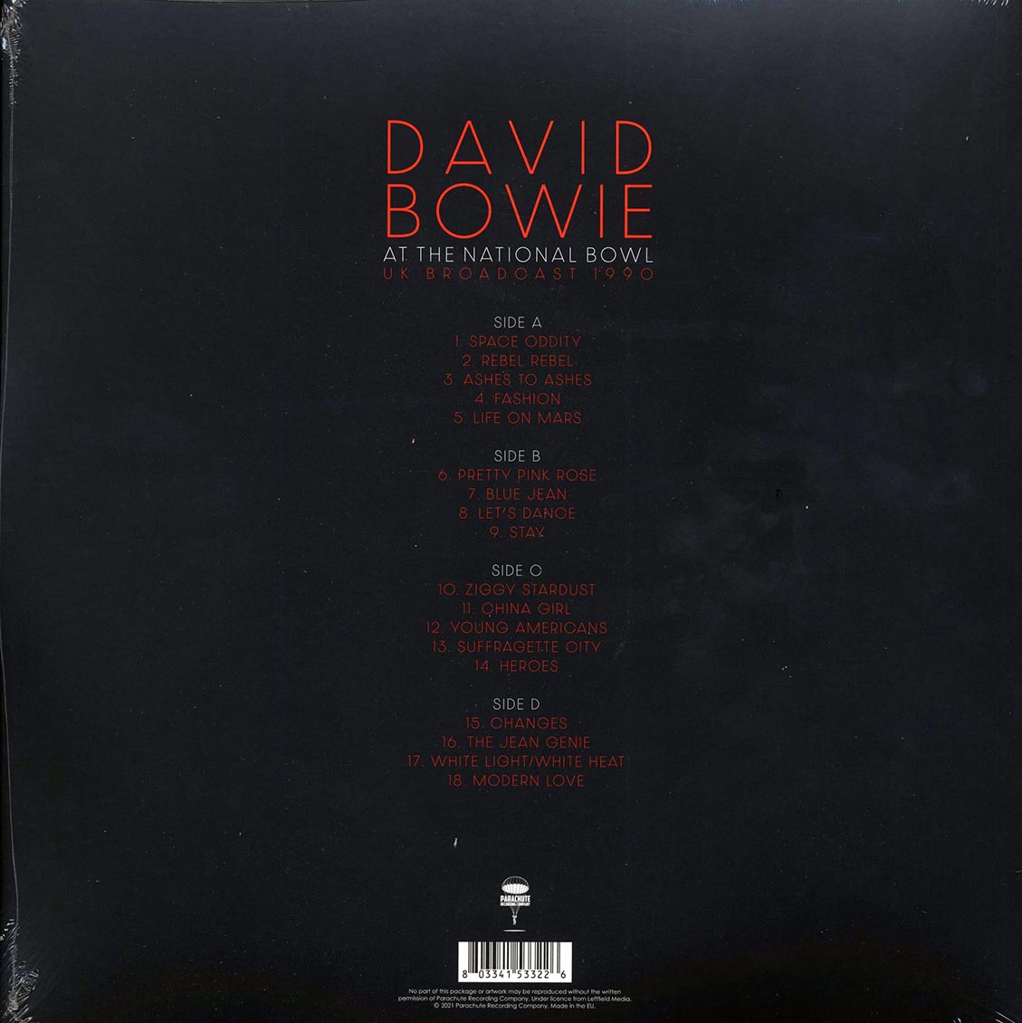 David Bowie - At The National Bowl UK Broadcast 1990: Milton Keynes, England, August 5th 1990 (2xLP) Vinyl Record