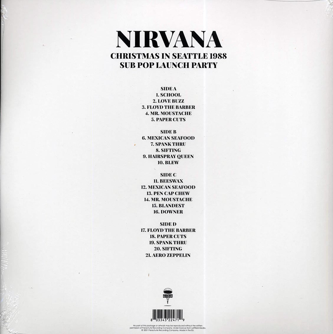 Nirvana Christmas In Seattle 1988: Sub Pop Launch Party 2xLP Vinyl Record