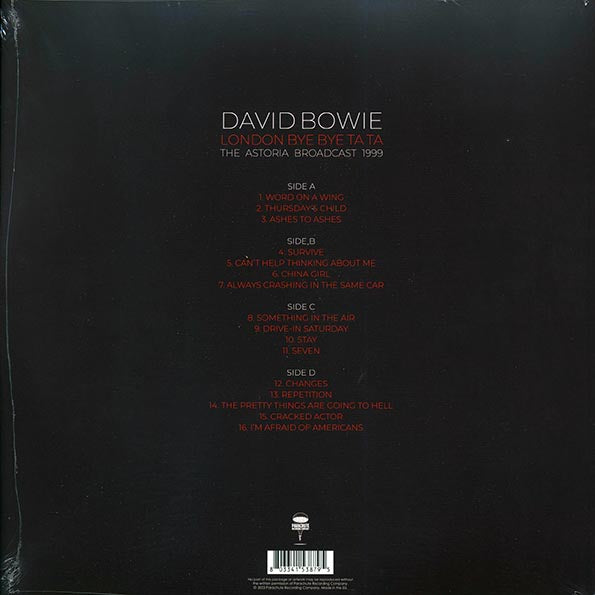 David Bowie London Bye Bye Ta Ta, The Astoria Broadcast 1999 Vinyl Record