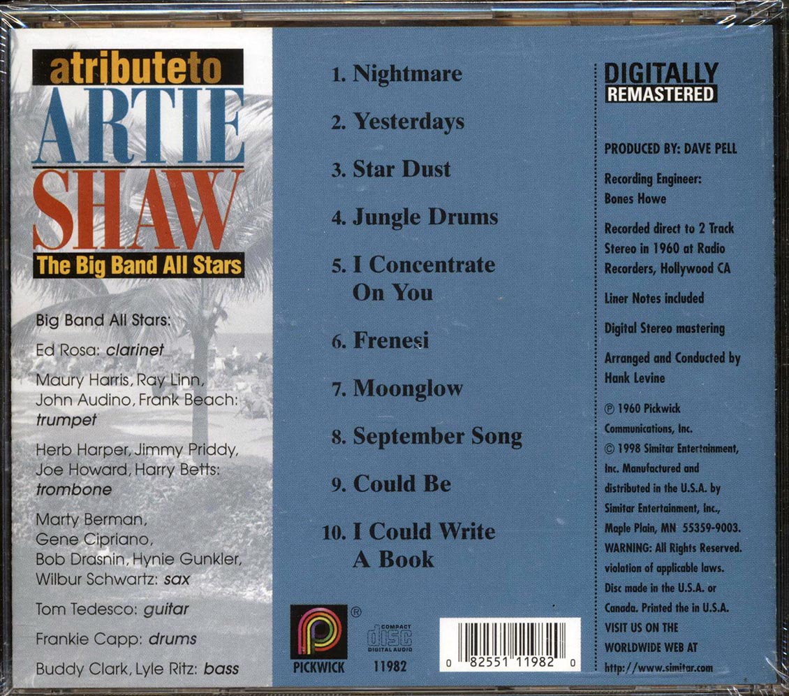 The Big Band All Stars - Tribute To Artie Shaw Music CD