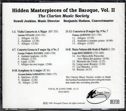 Vivaldi, Handel, Albinoni, Boccherini, The Clarion Music Society - Hidden Masterpieces Of The Baroque Volume 2 Music CD