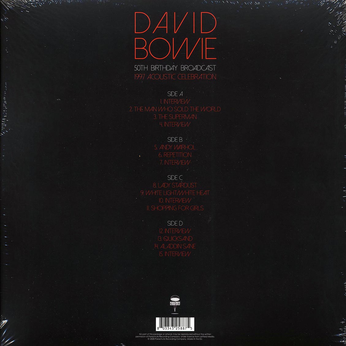David Bowie - 50th Birthday Broadcast: 1997 Acoustic Celebration (2xLP) Vinyl Record