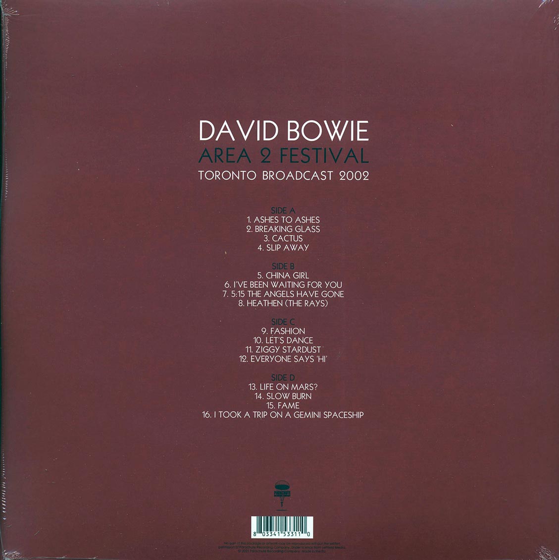 David Bowie - Area 2 Festival: Toronto Broadcast 2002 (2xLP) Vinyl Record