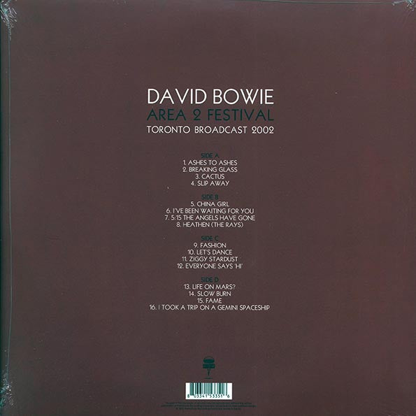 David Bowie Area 2 Festival Toronto Broadcast 2002 Vinyl Record