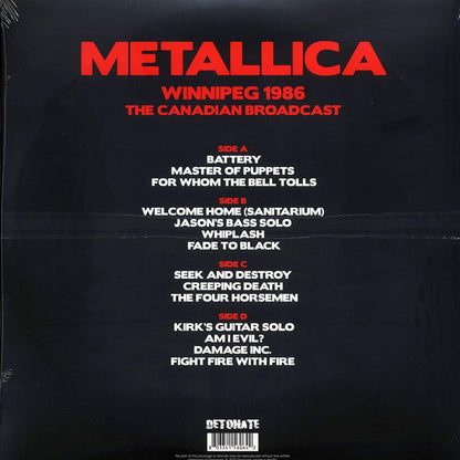 Metallica Winnipeg 1986: The Canadian Broadcast ltd. ed. 2xLP red Vinyl Record