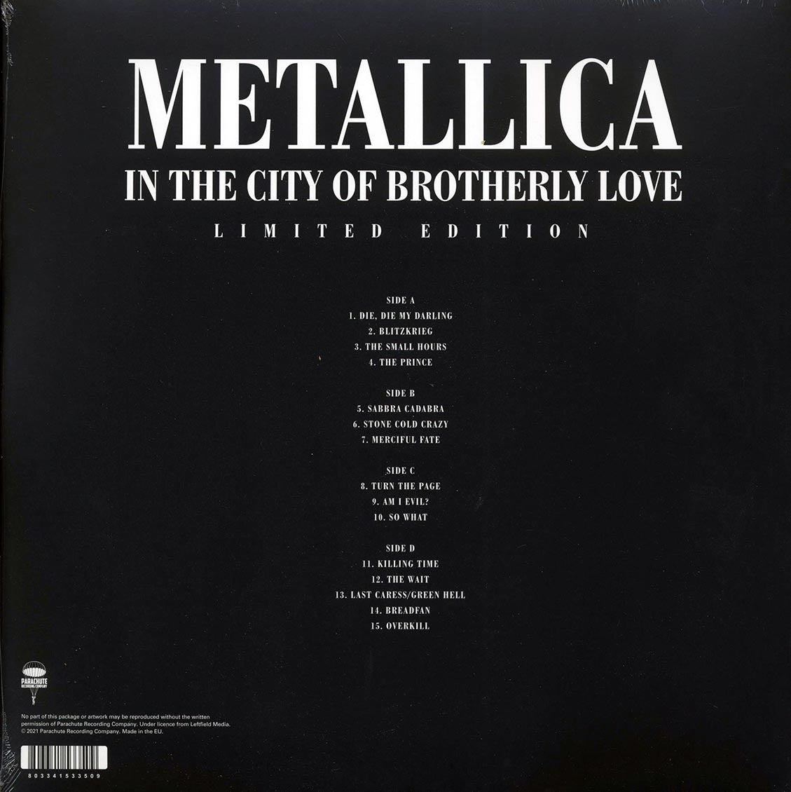 Metallica In The City Of Brotherly Love: The Electric Factory, Philadelphia, Pennsylvania, November 23rd, 1998 ltd. ed. 2xLP red Vinyl Record
