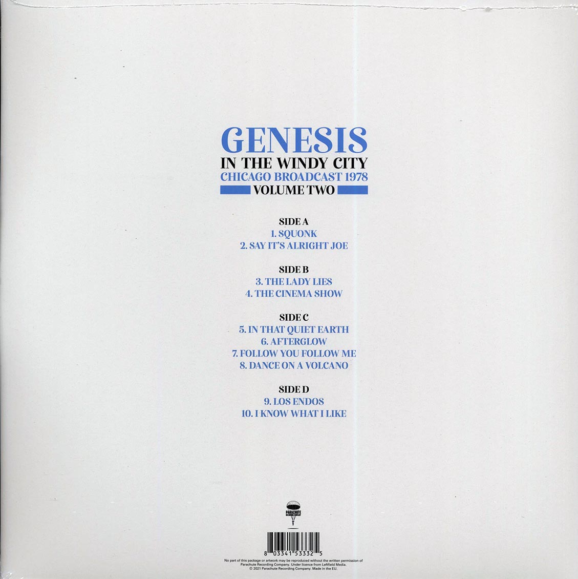 Genesis - In The Windy City Volume 2: Chicago Broadcast 1978 (2xLP) Vinyl Record