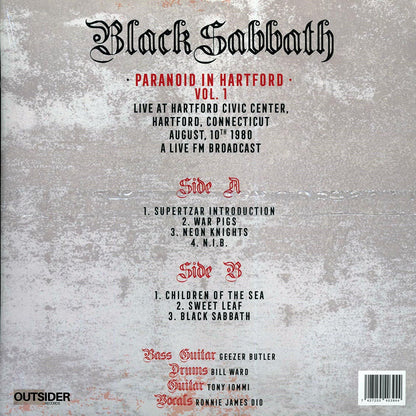 Black Sabbath - Paranoid In Hartford Volume 1: Live At Hartford Civic Center, Hartford Connecticut August 10th 1980 (red vinyl) Vinyl Record