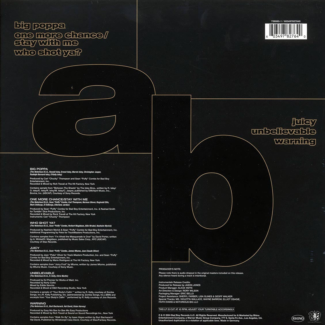 The Notorious BIG - Ready To Die Instrumentals (RSD 2024) (ltd. ed.) Vinyl Record