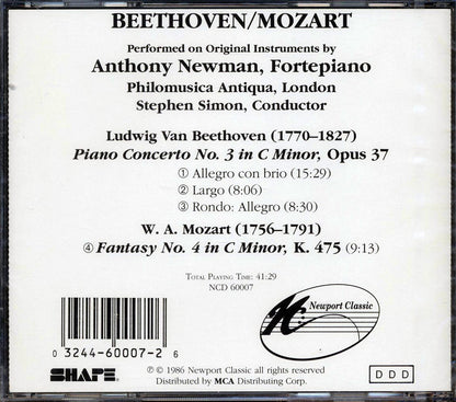 Beethoven, Mozart, Stephen Simon, Anthony Newman, Philomusica Of London - Beethoven: Piano Concerto No. 3 In C Minor / Mozart: Fantasy No. 4 In C Minor K.475 Music CD