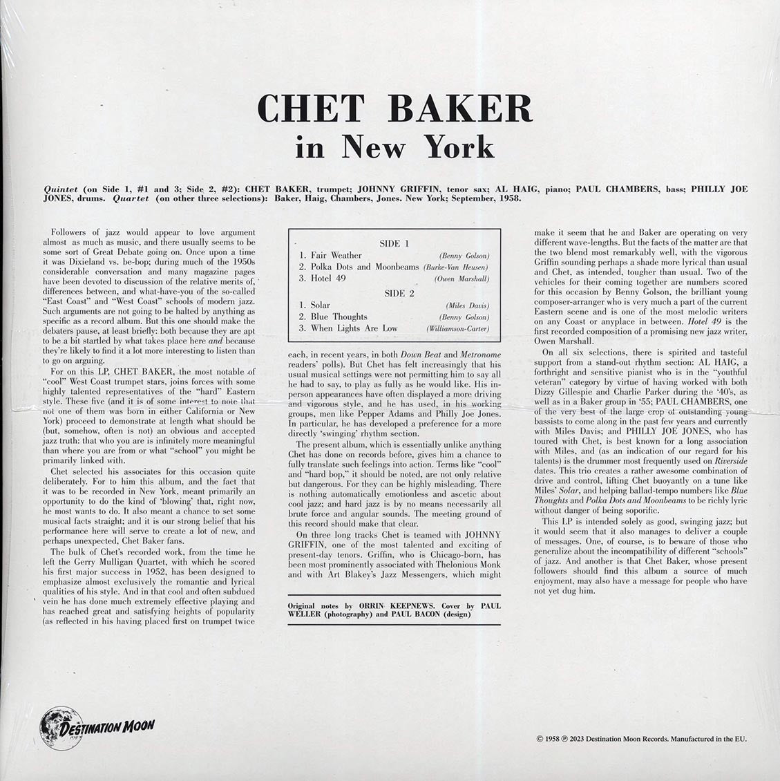 Chet Baker - In New York (ltd. 500 copies made) (clear vinyl) Vinyl Record