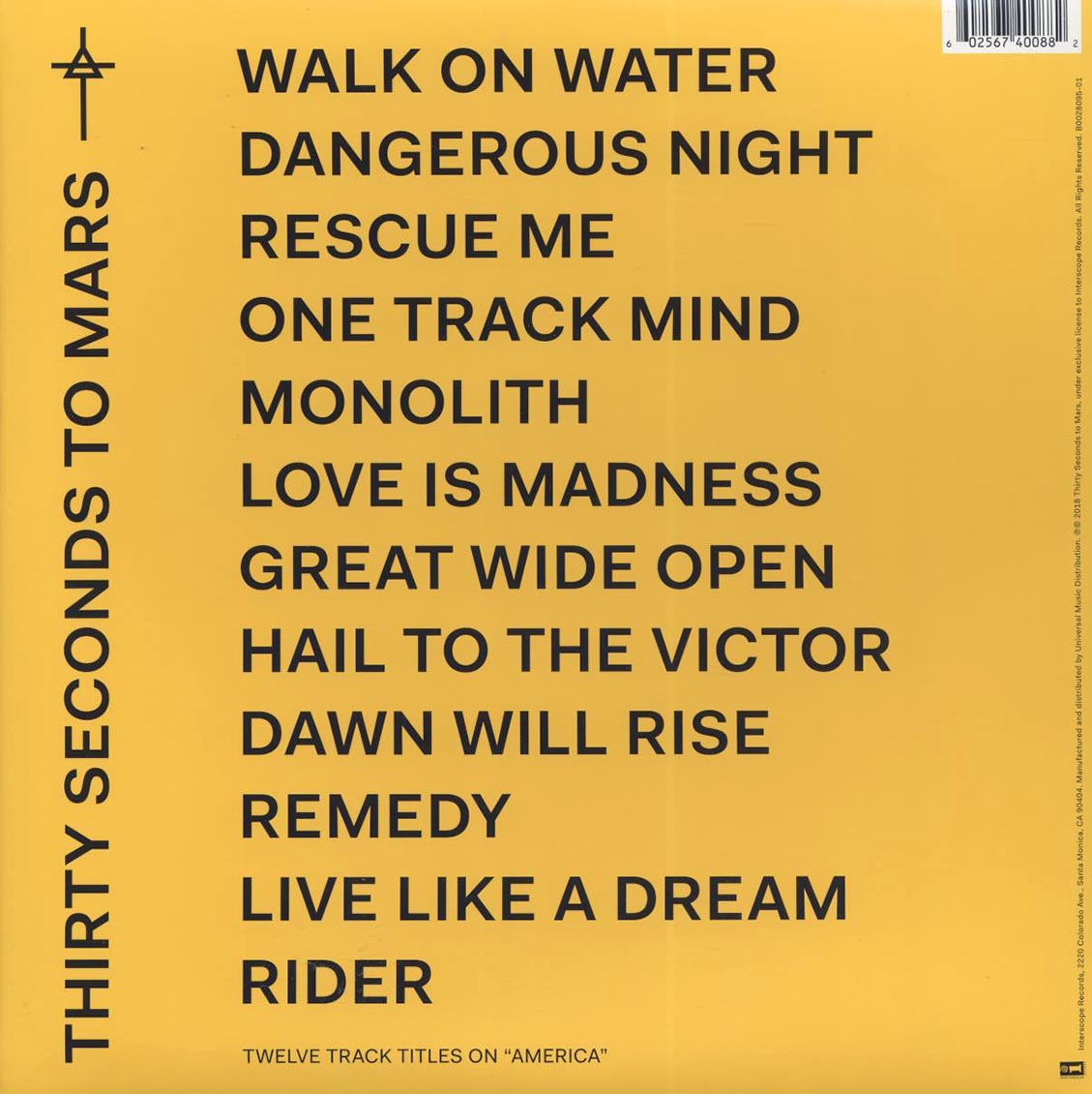 Thirty Seconds To Mars - America (2018 PRESS) (180g) (white vinyl) Vinyl Record