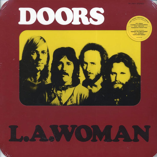 The Doors LA Woman DieCut Window Jacket diecut jacket ltd. ed. yellow vinyl radius corners Vinyl Record