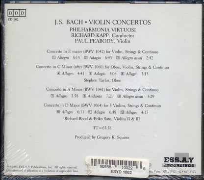 Johann Sebastian Bach, Violin Concertos - Philharmonia Virtuosi Music CD