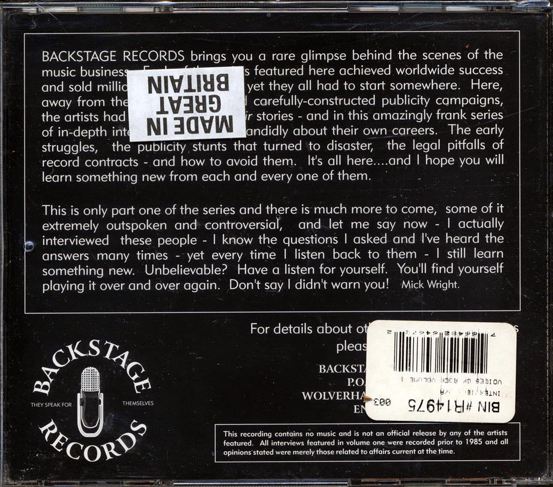 Van Halen, Ozzy Osbourne, Alan Parsons, Elton John, Etc. - Voices Of Rock Volume 1 Music CD