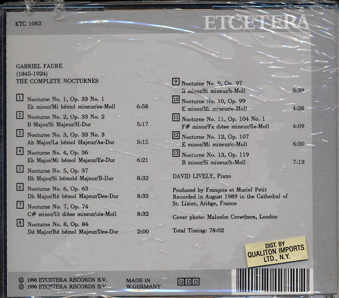 Gabriel Faure, David Lively - Nocturnes Music CD