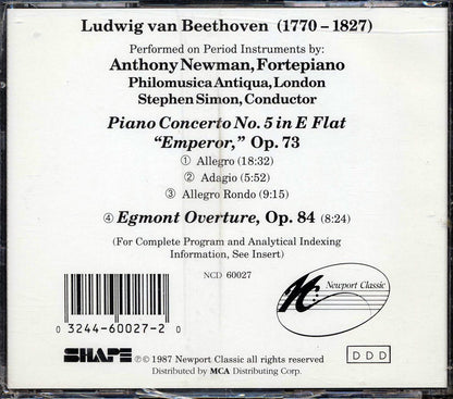Beethoven, Anthony Newman - Piano Concerto No. 5 In E Flat, Emperor, Op. 72, Egmont Overature, Op. 84 Music CD