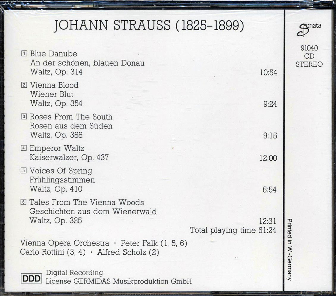 Orchester Der Wiener Oper, Johann Strauss - Die Schonsten Wiener Walzer Music CD