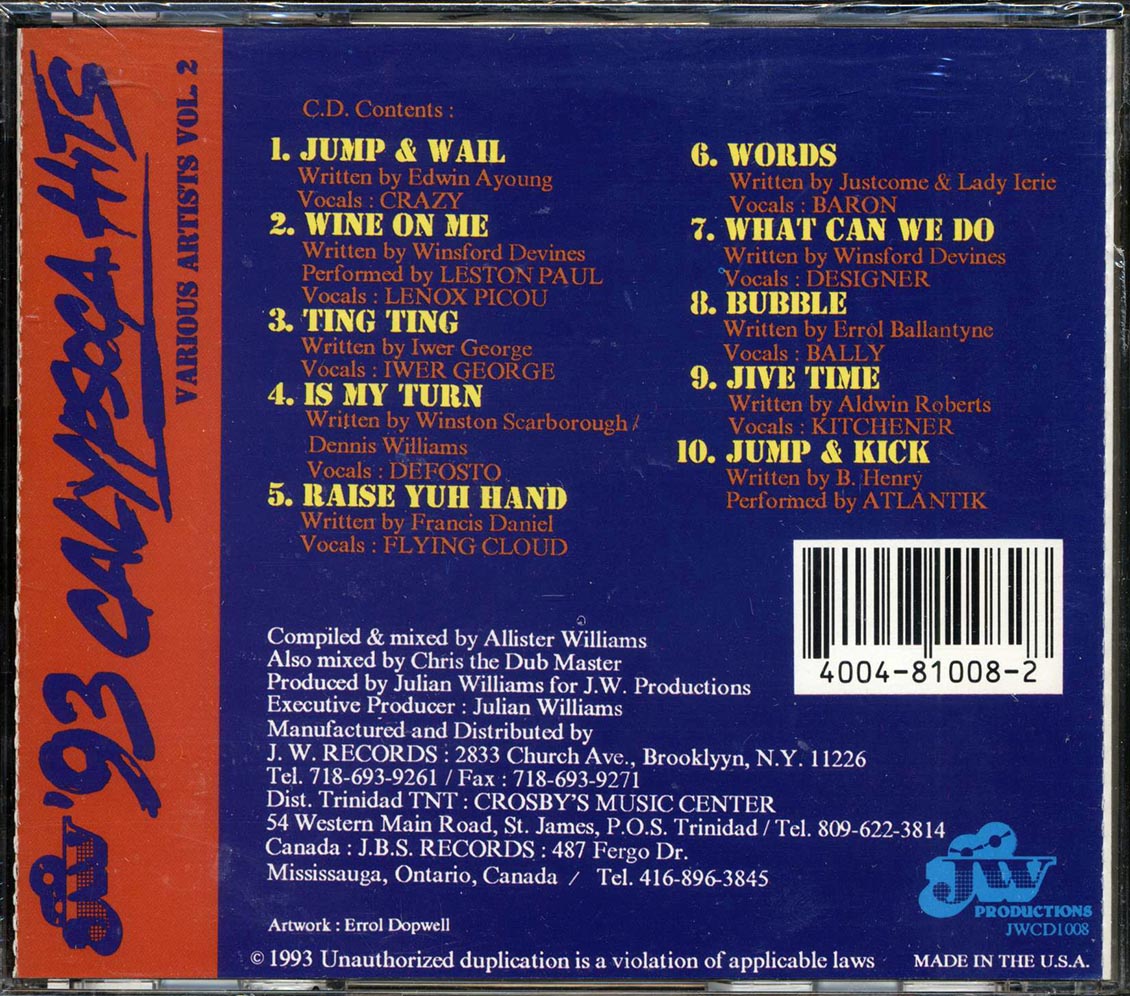 Baron, Iwer George, Kitchener, Etc. - '93 Calypso Hits Music CD