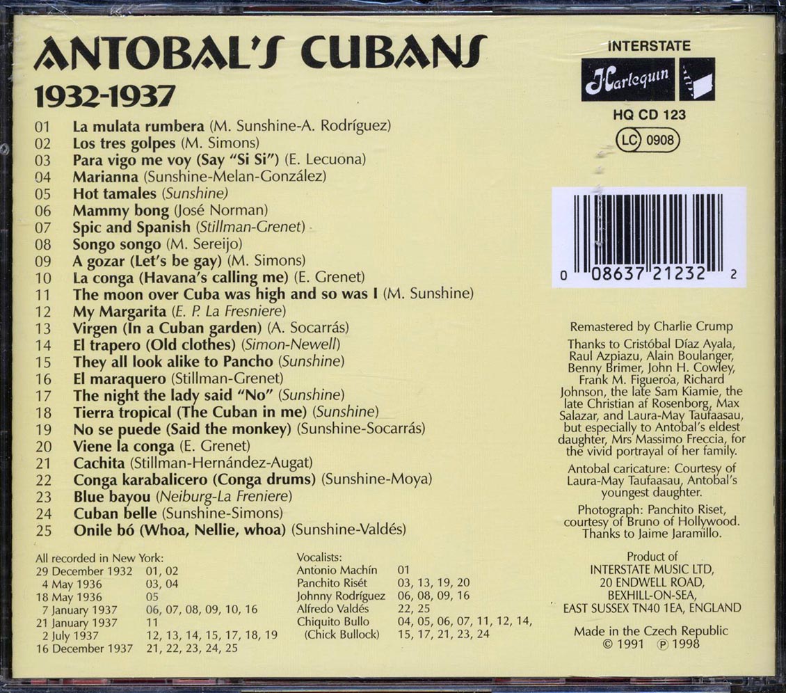 Antolbal's Cubans - 1932-1937 (25 tracks) Music CD