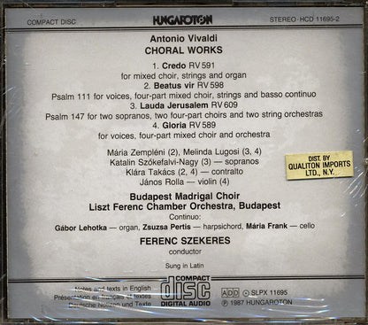 Vivaldi Budapest Madrigal Choir Liszt Ferenc Chamber Orchestra Ferenc Szekeres Choral Works Music CD