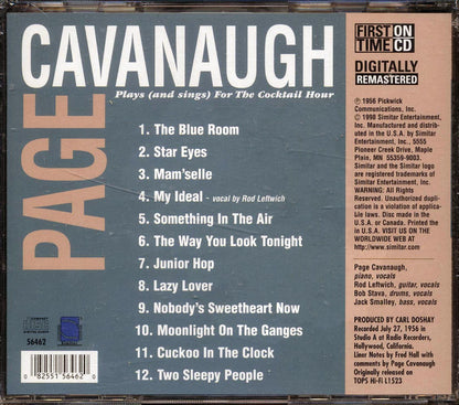 Page Cavanaugh - Plays And Sings For The Cocktail Hour Music CD