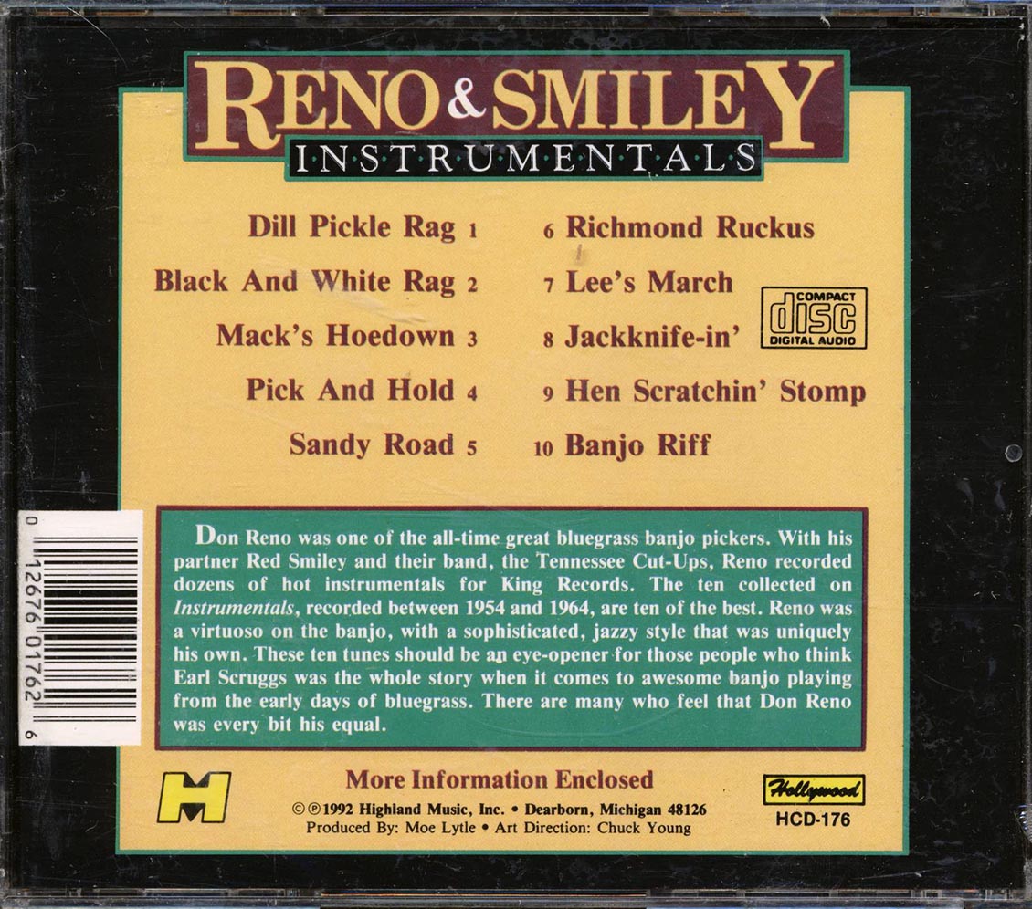 Reno & Smiley - Instrumentals Music CD