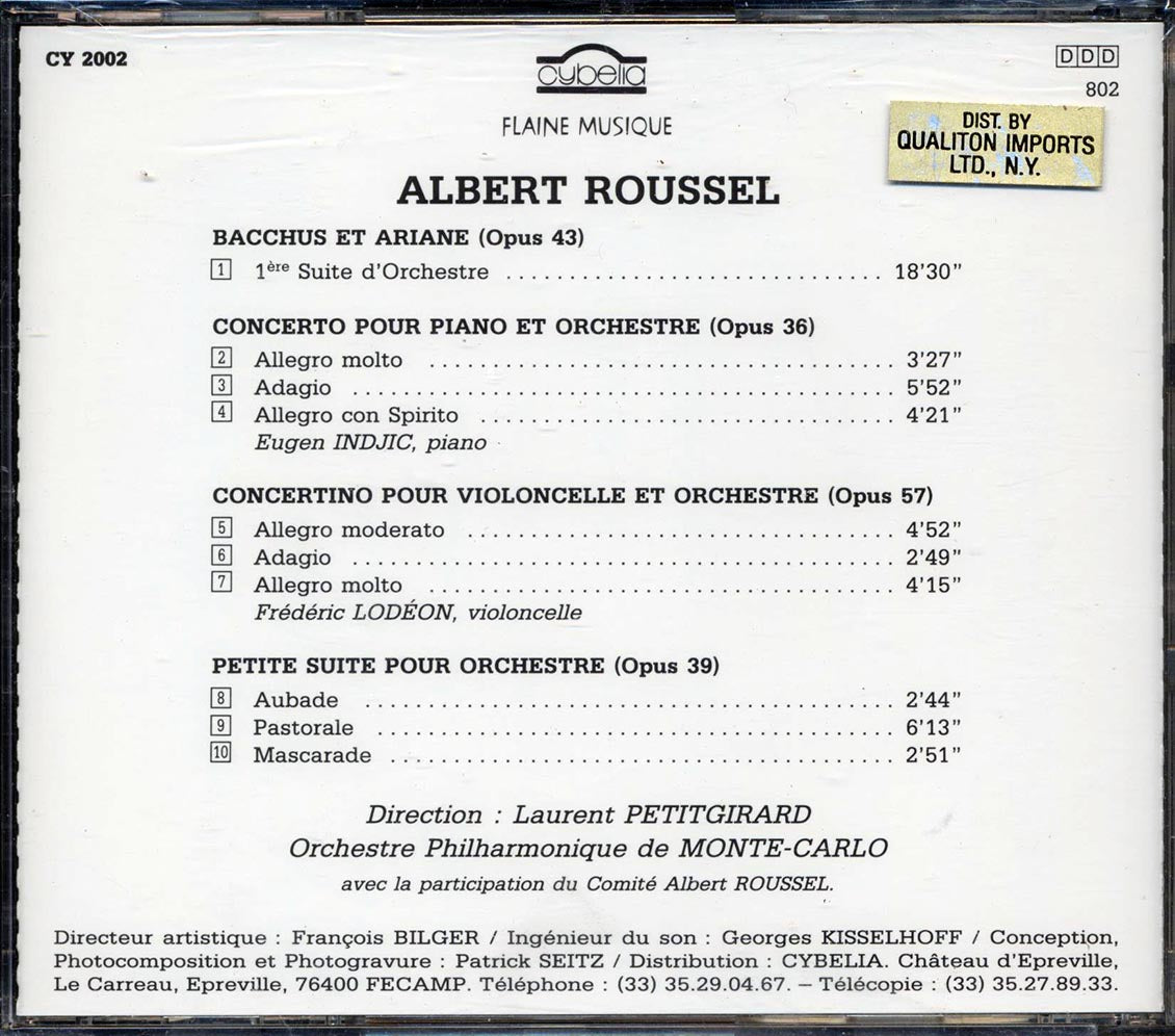 Albert Roussel - Petit Suite Music CD