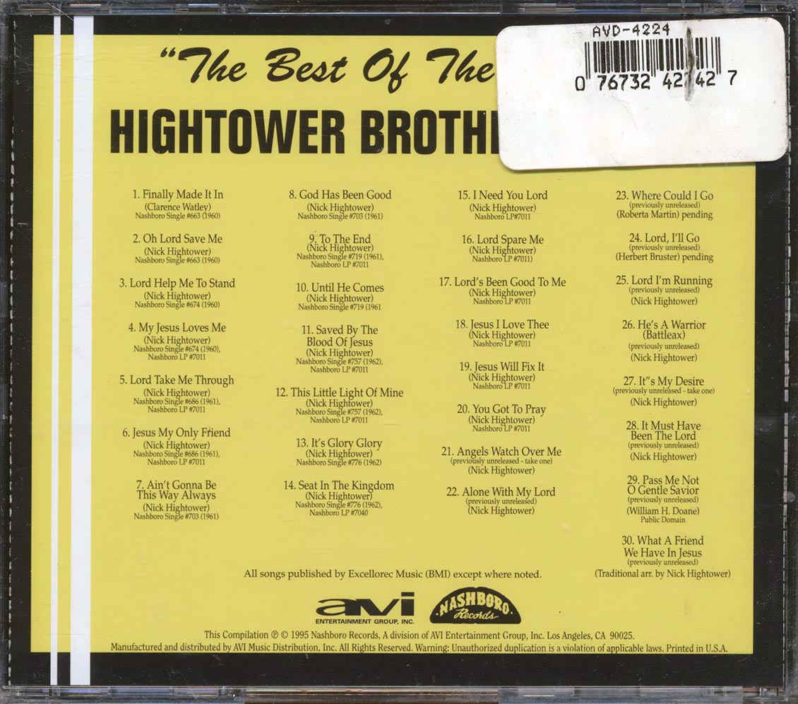 The Hightower Brothers - The Best Of The Hightower Brothers (30 tracks) Music CD