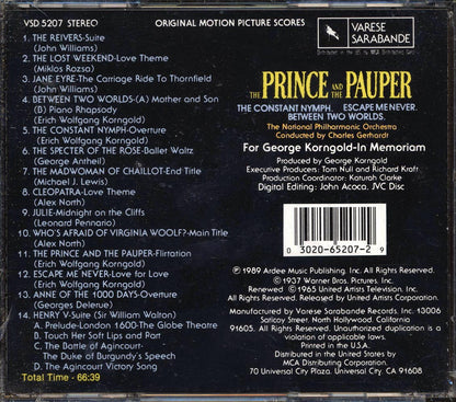 Erich Wolfgang Korngold, John Williams, Alex North, Etc. - The Prince And The Pauper Music CD