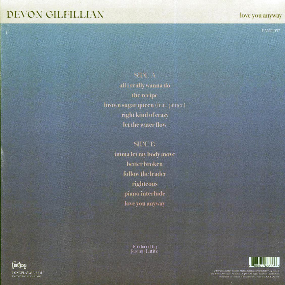 Devon Gilfillian - Love You Anyway (milky clear vinyl) Vinyl Record