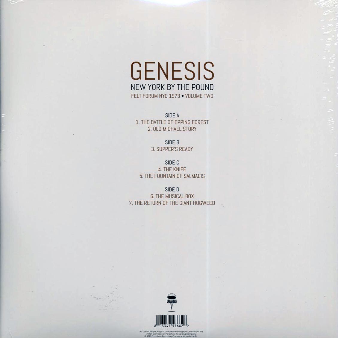 Genesis - New York By The Pound Volume 2: Felt Forum NYC 1973 (2xLP) Vinyl Record