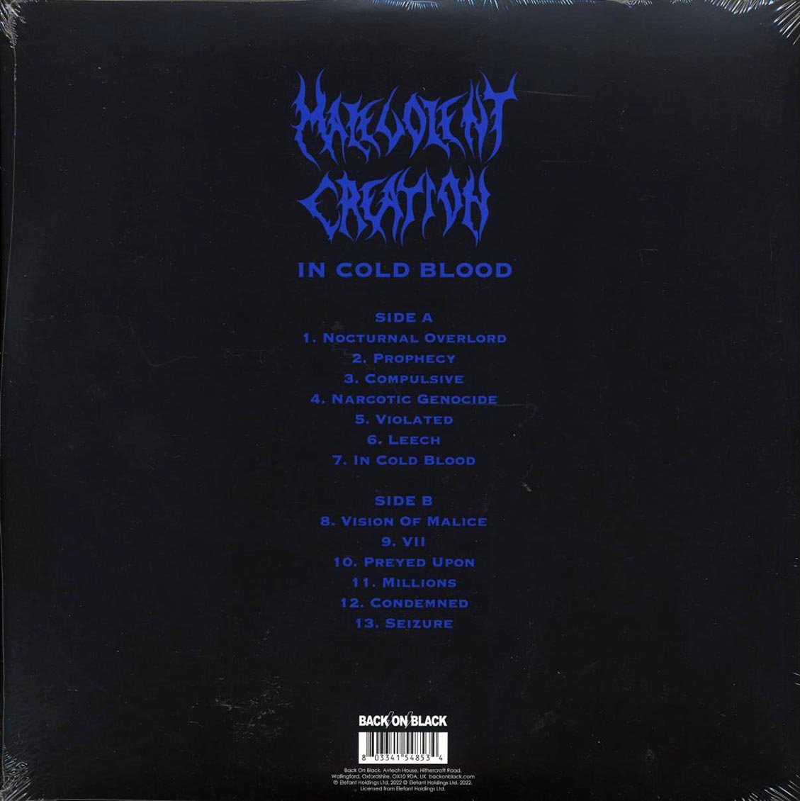 Malevolent Creation - In Cold Blood (ltd. ed.) (blue vinyl) Vinyl Record