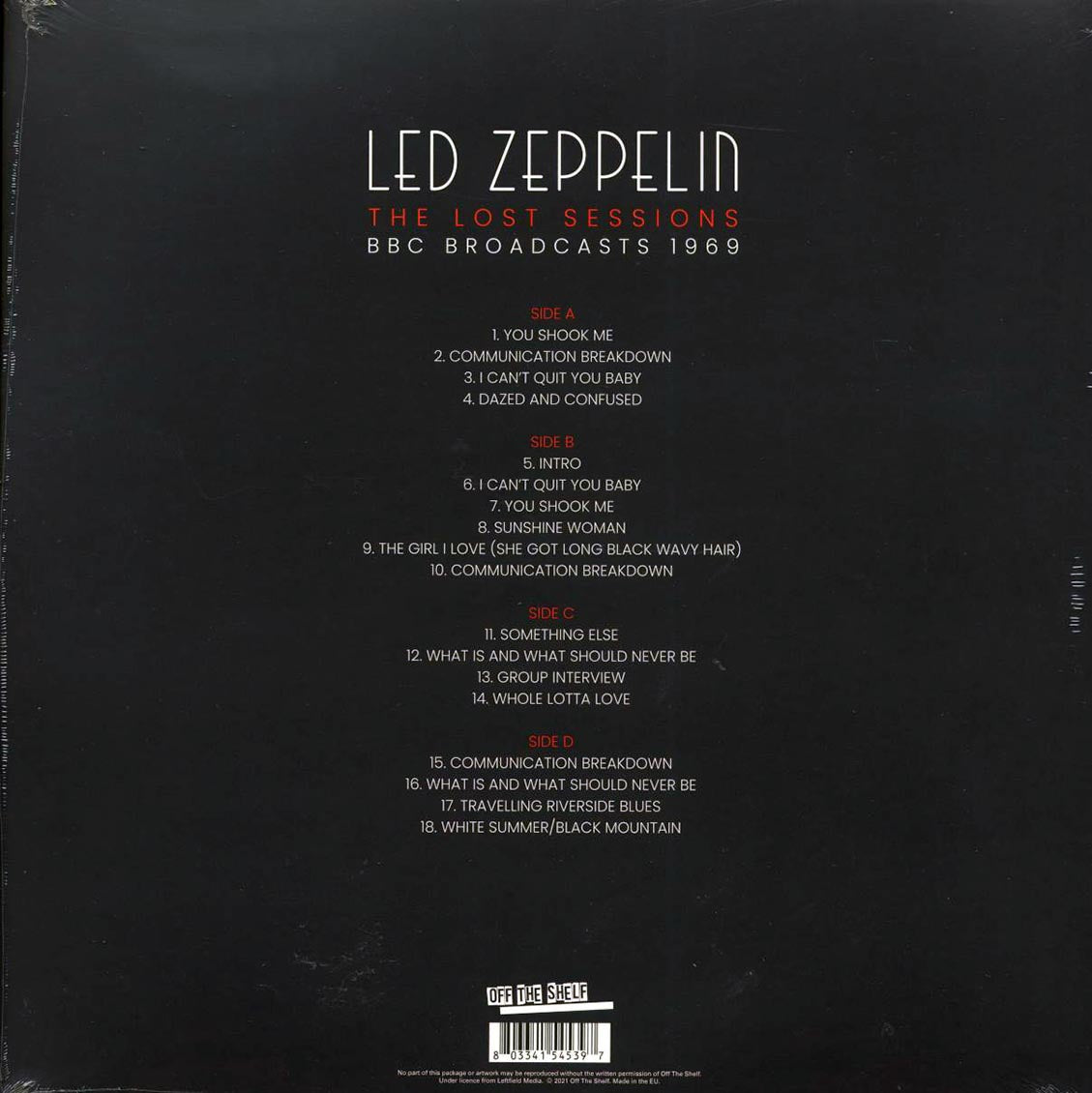 Led Zeppelin The Lost Sessions: BBC Broadcasts 1969 2xLP Vinyl Record