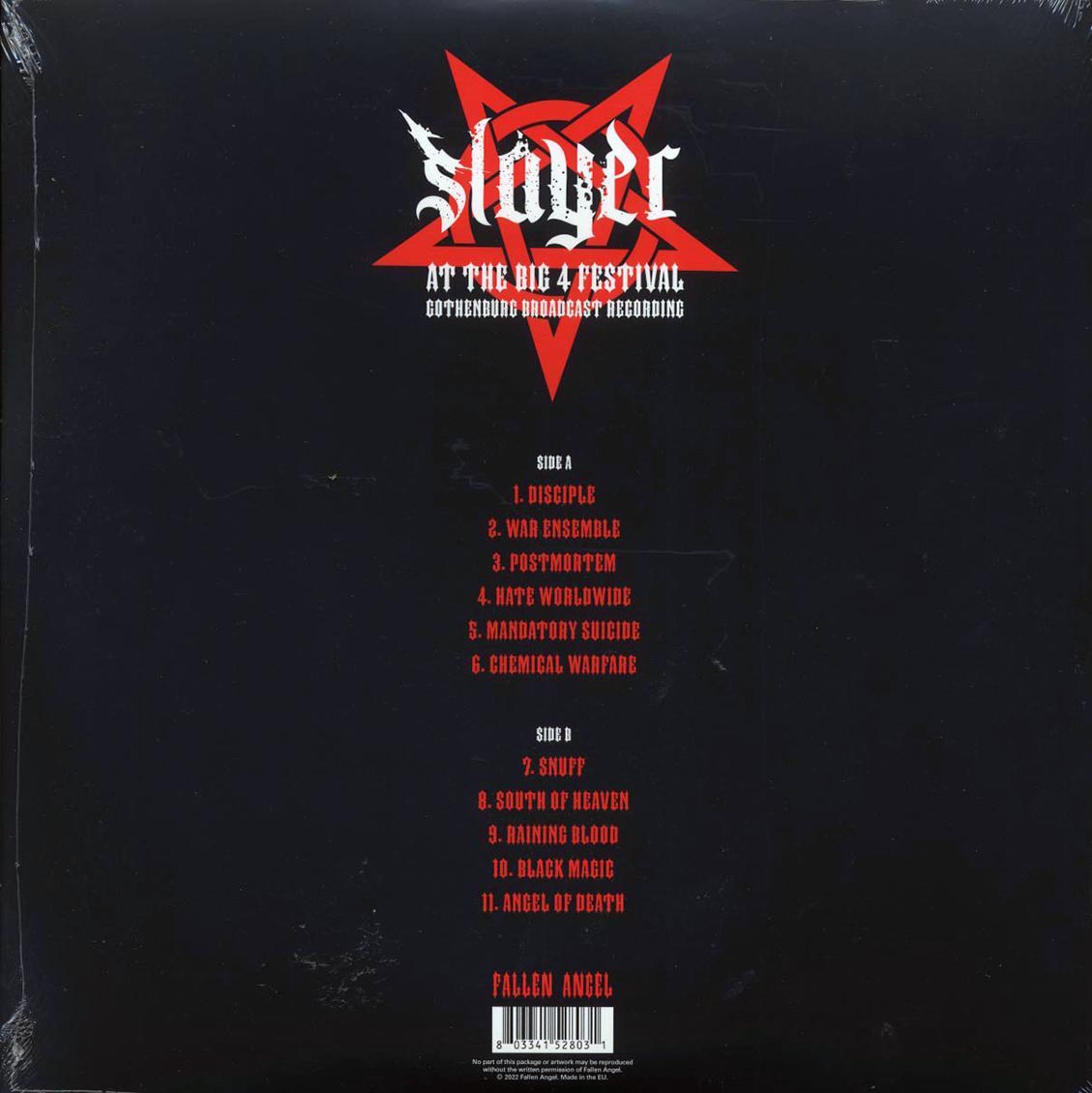 Slayer - At The Big 4 Festival: Gothenburg Broadcast Recording (ltd. ed.) (clear/red splatter vinyl) Vinyl Record
