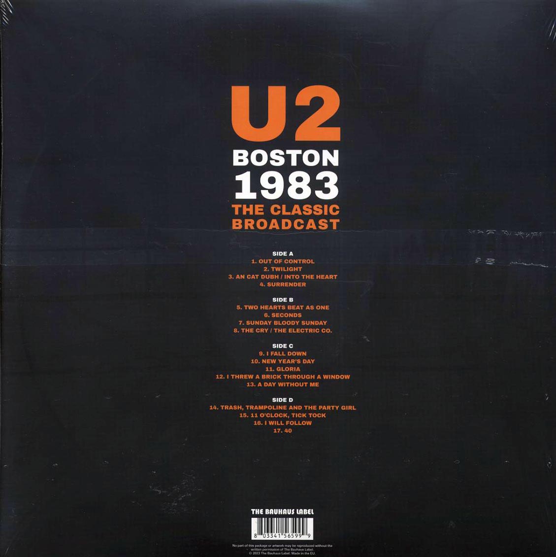 U2 Boston 1983: The Classic Broadcast ltd. ed. 2xLP clear Vinyl Record
