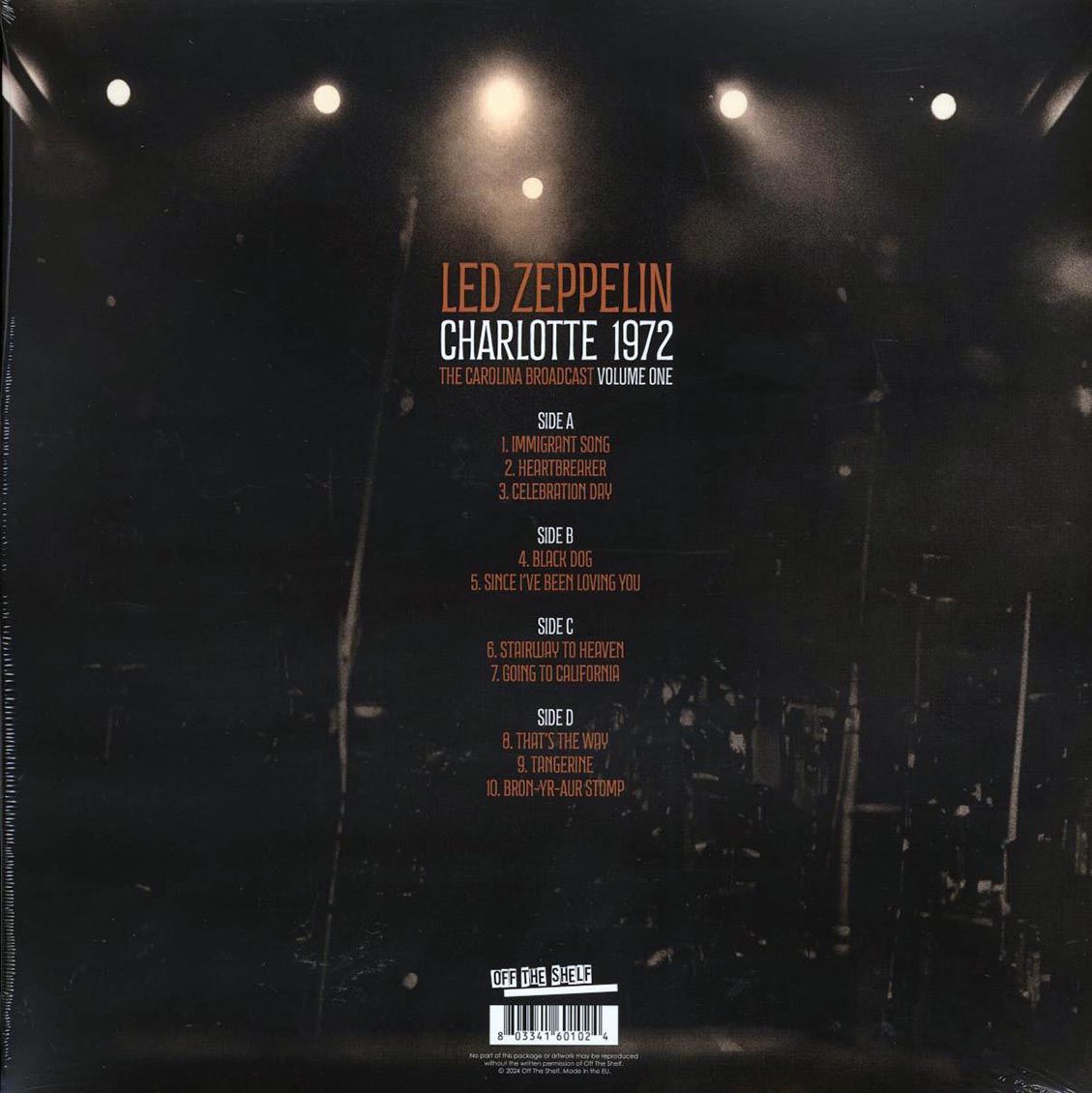 Led Zeppelin Charlotte 1972 Volume 1: The Carolina Broadcast ltd. ed. 2xLP clear Vinyl Record