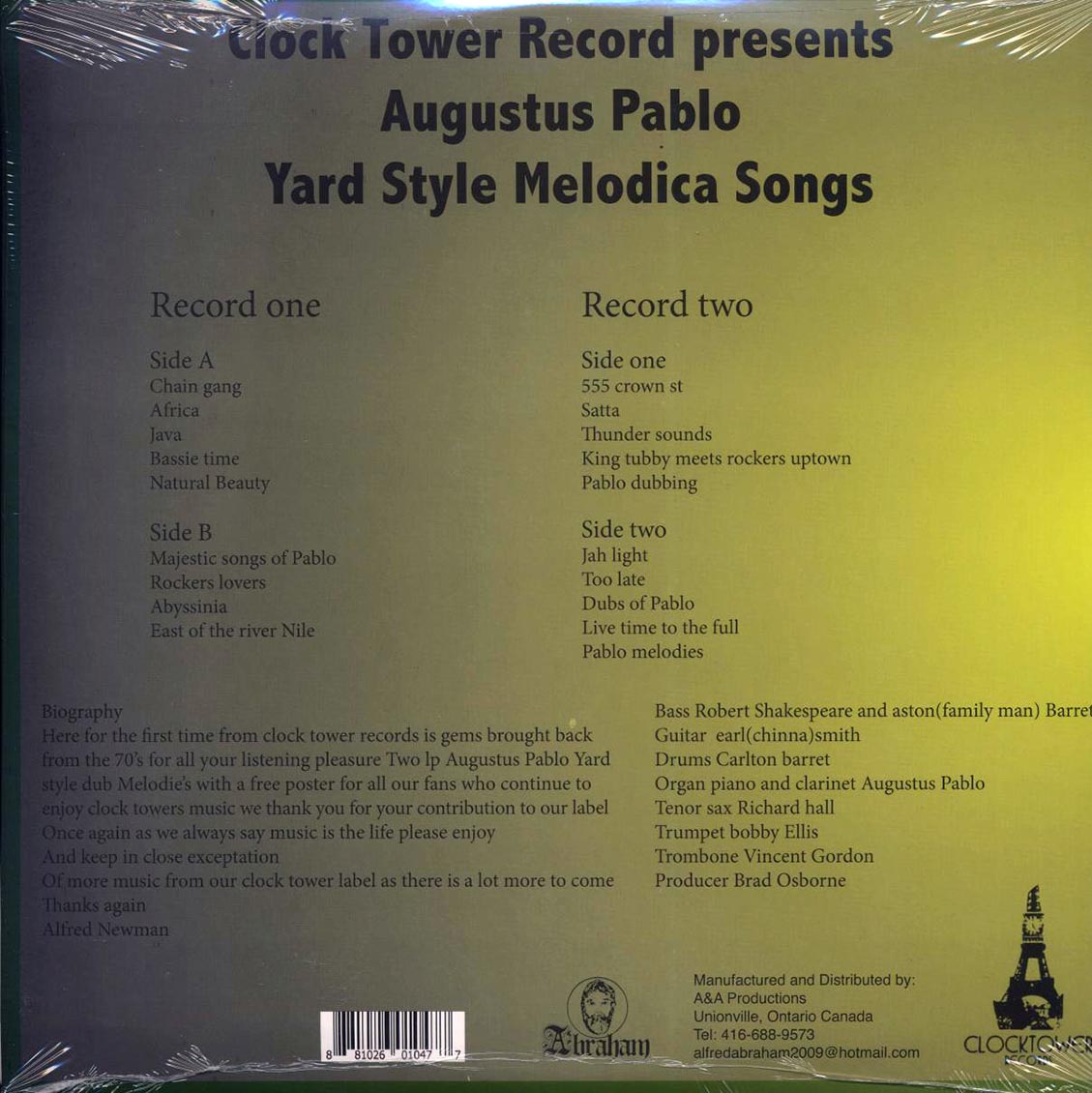 Augustus Pablo - Yard Style Melodica Songs (2xLP) Vinyl Record