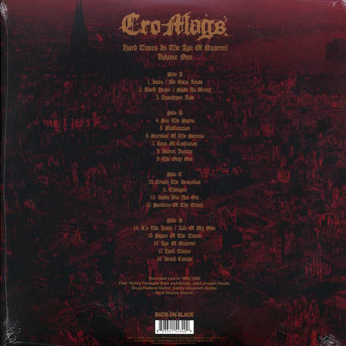 Cro-Mags - Hard Times In The Age Of Quarrel Volume 1 (2xLP) Vinyl Record
