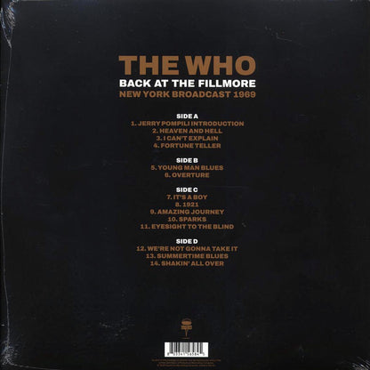 The Who Back At The Fillmore: New York Broadcast 1969 2xLP Vinyl Record