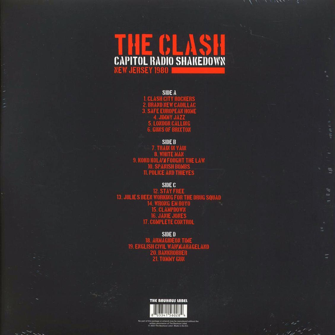 The Clash - Capitol Radio Shakedown: New Jersey 1980 (ltd. ed.) (2xLP) (clear vinyl) Vinyl Record
