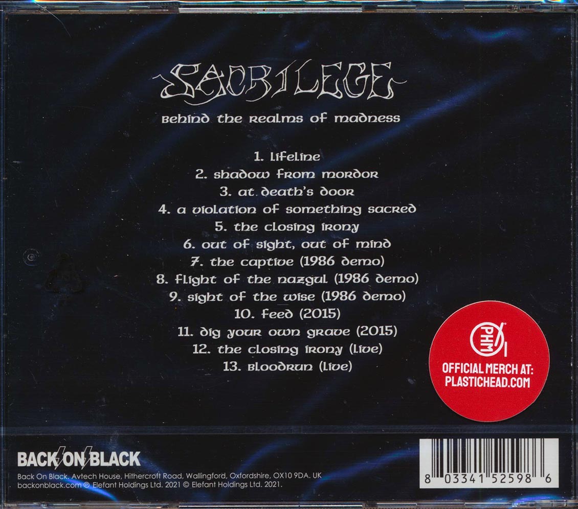 Sacrilege - Behind The Realms Of Madness Music CD