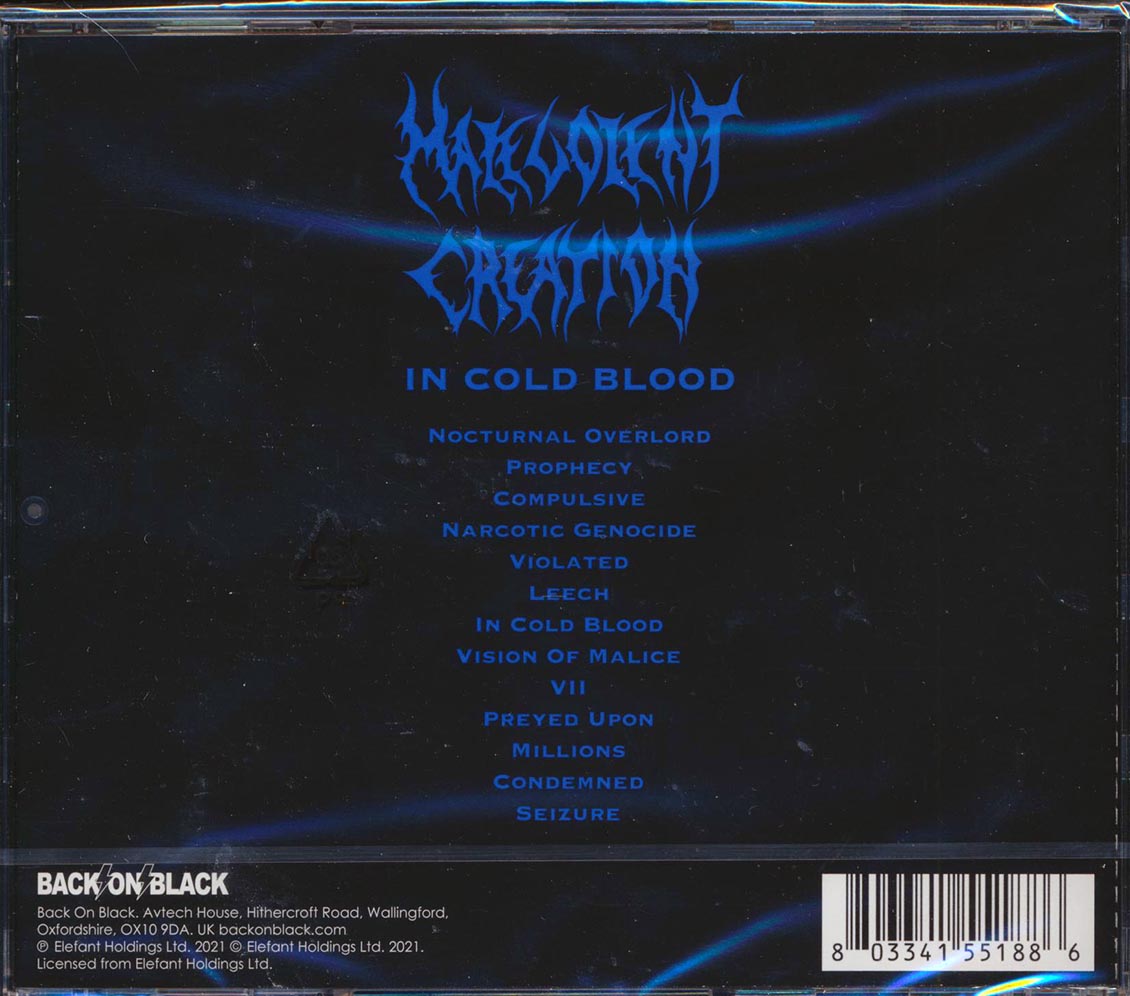Malevolent Creation - In Cold Blood Music CD