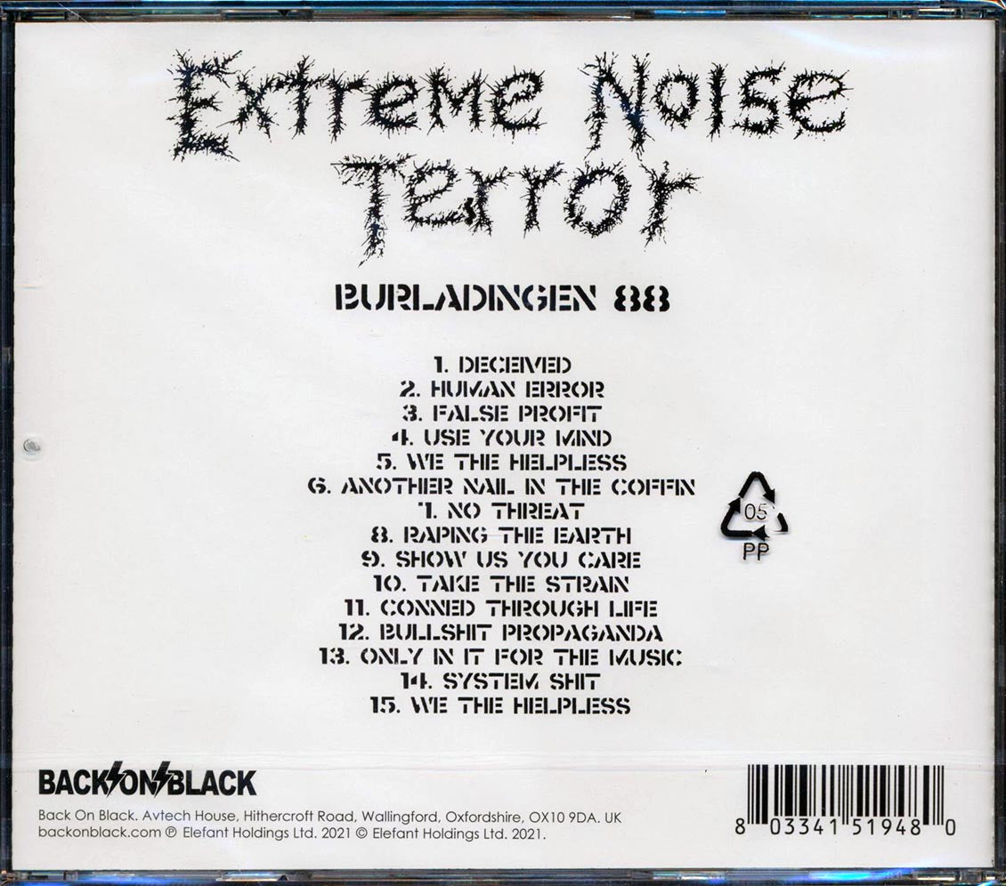Extreme Noise Terror - Burladingen 88 Music CD